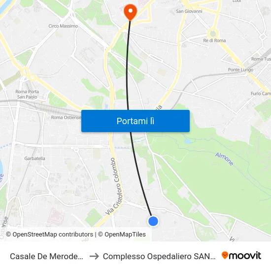 Casale De Merode/Annunziatella to Complesso Ospedaliero SAN Giovanni Addolorata map