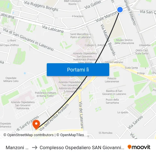 Manzoni (Ma) to Complesso Ospedaliero SAN Giovanni Addolorata map