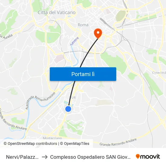 Nervi/Palazzo Sport to Complesso Ospedaliero SAN Giovanni Addolorata map