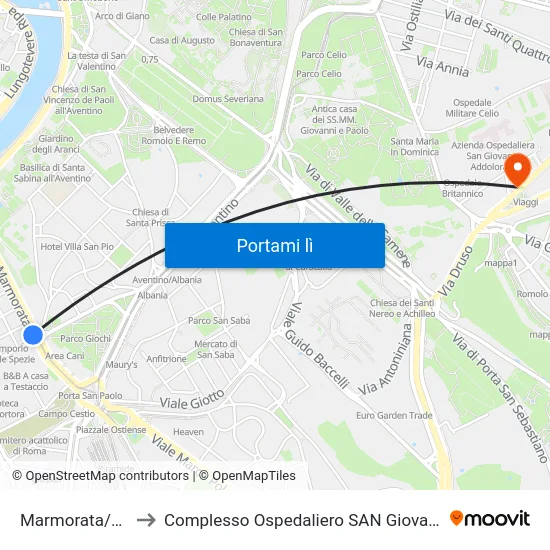 Marmorata/Galvani to Complesso Ospedaliero SAN Giovanni Addolorata map