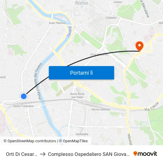 Orti Di Cesare (Fl1) to Complesso Ospedaliero SAN Giovanni Addolorata map