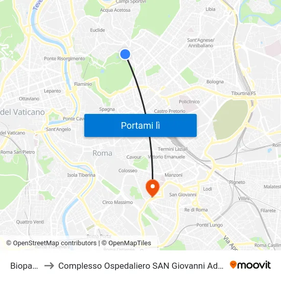 Bioparco to Complesso Ospedaliero SAN Giovanni Addolorata map