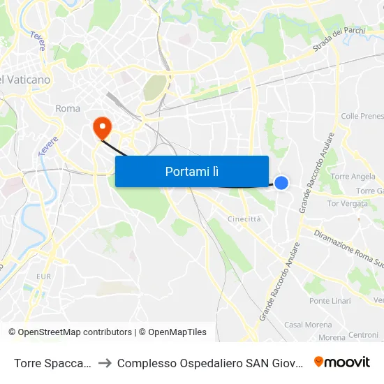 Torre Spaccata (Mc) to Complesso Ospedaliero SAN Giovanni Addolorata map