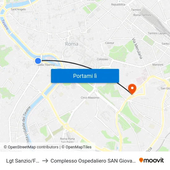Lgt Sanzio/Filipperi to Complesso Ospedaliero SAN Giovanni Addolorata map