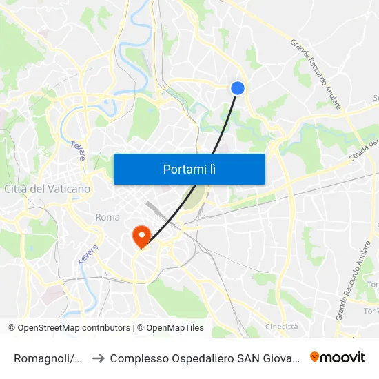 Romagnoli/Talenti to Complesso Ospedaliero SAN Giovanni Addolorata map