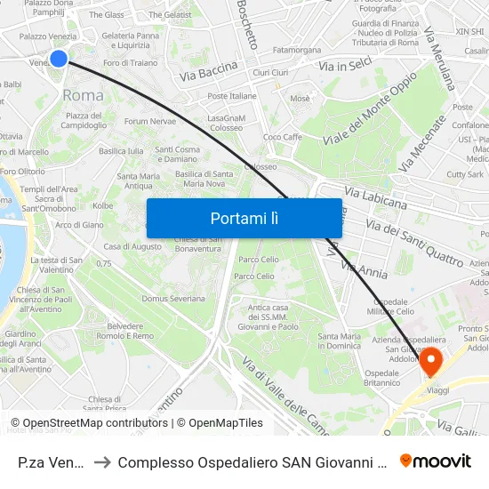 P.za Venezia to Complesso Ospedaliero SAN Giovanni Addolorata map