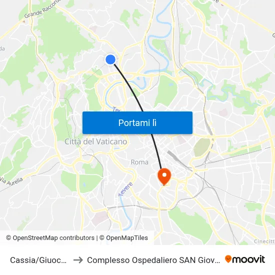 Cassia/Giuochi Delfici to Complesso Ospedaliero SAN Giovanni Addolorata map