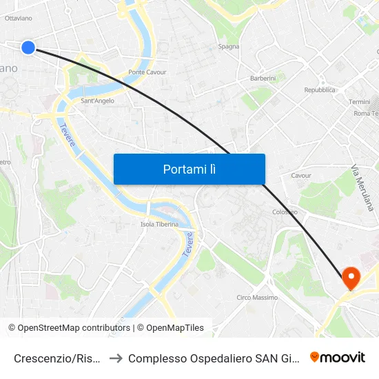 Crescenzio/Risorgimento to Complesso Ospedaliero SAN Giovanni Addolorata map