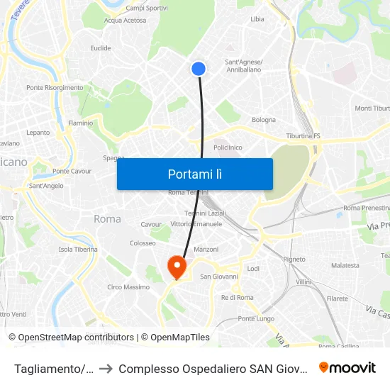 Tagliamento/Chiana to Complesso Ospedaliero SAN Giovanni Addolorata map