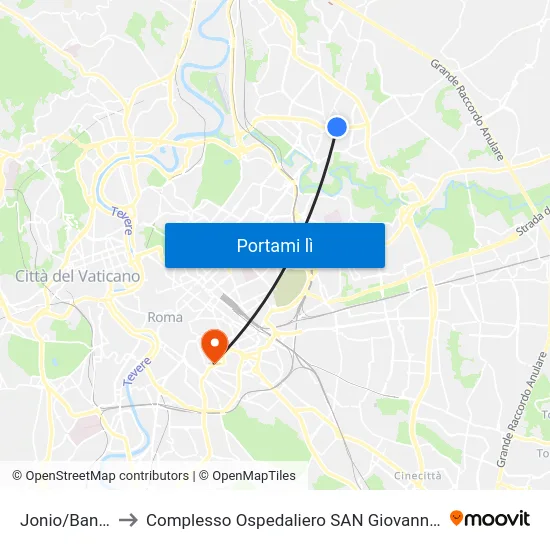 Jonio/Bandello to Complesso Ospedaliero SAN Giovanni Addolorata map