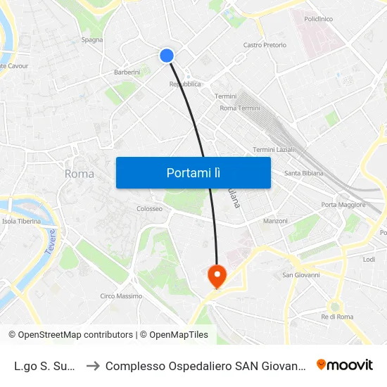 L.go S. Susanna to Complesso Ospedaliero SAN Giovanni Addolorata map