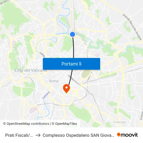 Prati Fiscali/Salaria to Complesso Ospedaliero SAN Giovanni Addolorata map