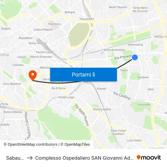 Sabaudia to Complesso Ospedaliero SAN Giovanni Addolorata map