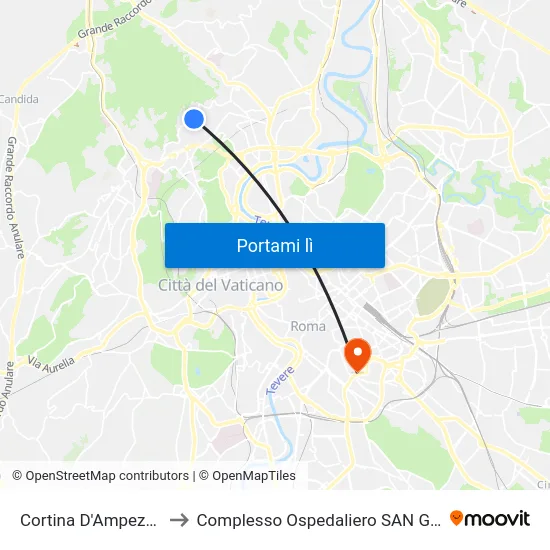 Cortina D'Ampezzo/Misurina to Complesso Ospedaliero SAN Giovanni Addolorata map