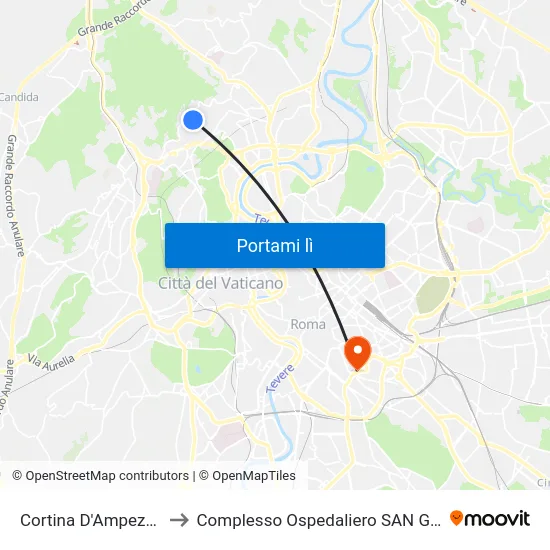 Cortina D'Ampezzo/Misurina to Complesso Ospedaliero SAN Giovanni Addolorata map