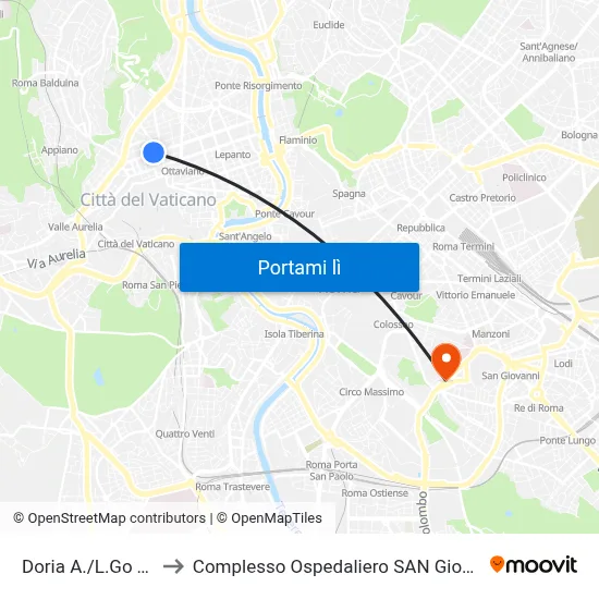 Doria A./L.Go Trionfale to Complesso Ospedaliero SAN Giovanni Addolorata map