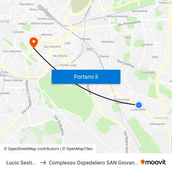 Lucio Sestio (Ma) to Complesso Ospedaliero SAN Giovanni Addolorata map
