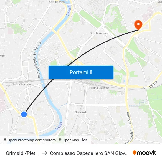 Grimaldi/Pietra Papa to Complesso Ospedaliero SAN Giovanni Addolorata map