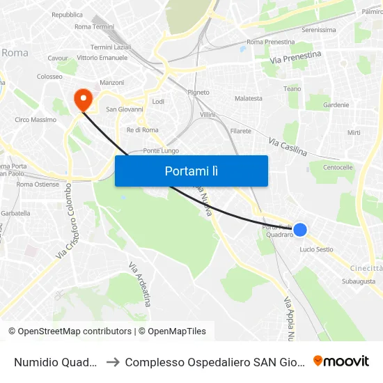 Numidio Quadrato (Ma) to Complesso Ospedaliero SAN Giovanni Addolorata map