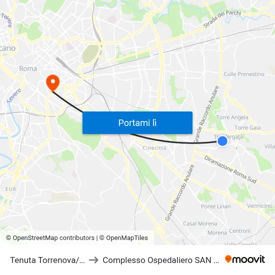 Tenuta Torrenova/S. Gaudenzio to Complesso Ospedaliero SAN Giovanni Addolorata map