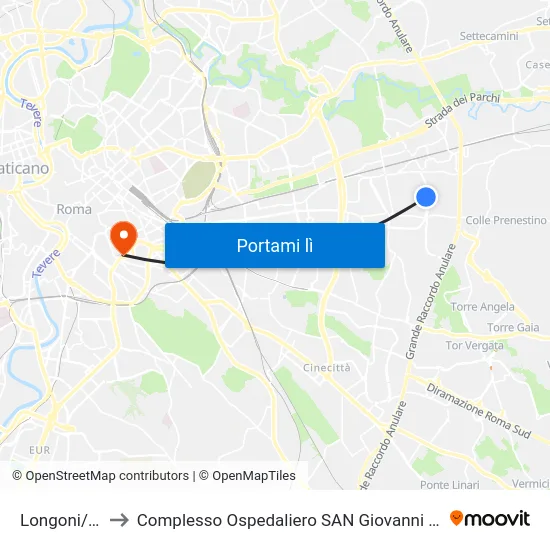 Longoni/Inps to Complesso Ospedaliero SAN Giovanni Addolorata map