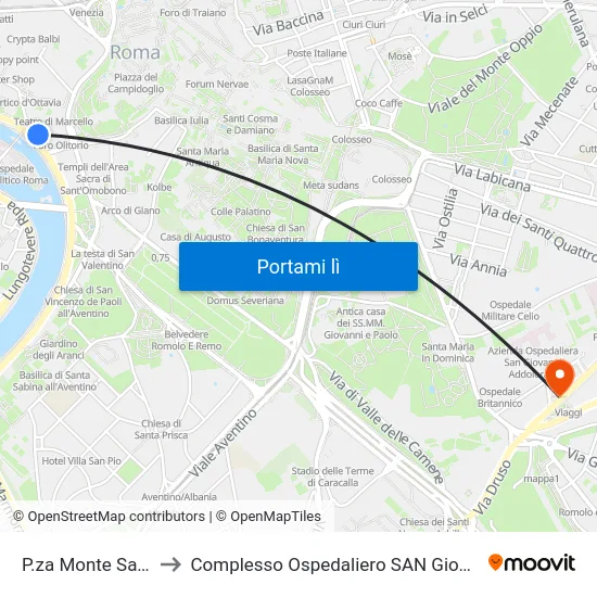 P.za Monte Savello (H) to Complesso Ospedaliero SAN Giovanni Addolorata map
