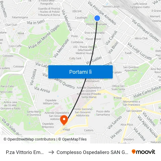 P.za Vittorio Emanuele (Ma) to Complesso Ospedaliero SAN Giovanni Addolorata map