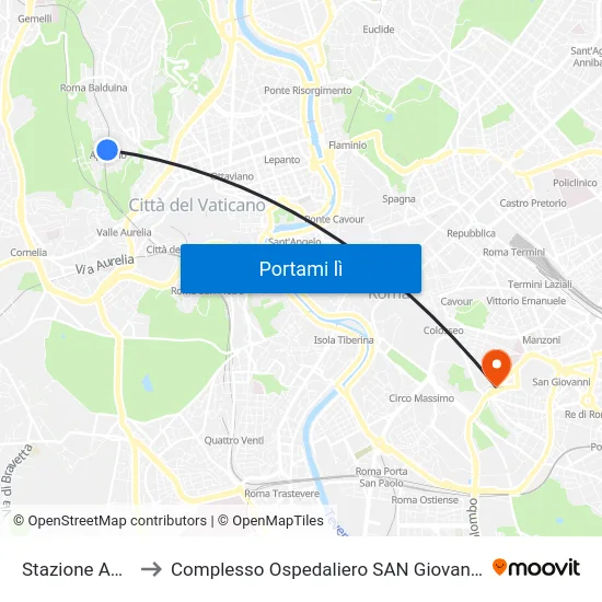 Stazione Appiano to Complesso Ospedaliero SAN Giovanni Addolorata map