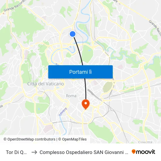 Tor Di Quinto to Complesso Ospedaliero SAN Giovanni Addolorata map