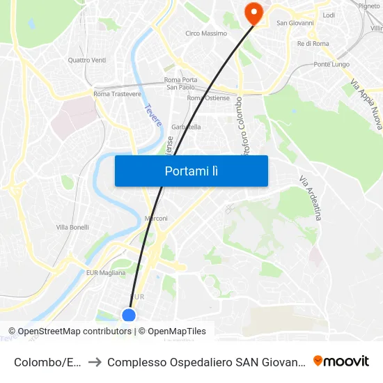 Colombo/Europa to Complesso Ospedaliero SAN Giovanni Addolorata map