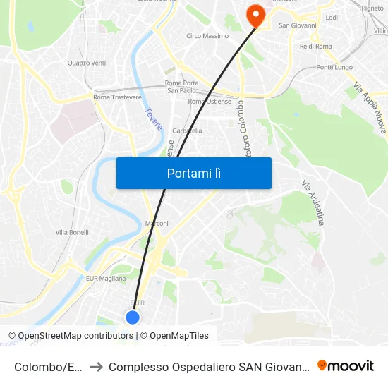 Colombo/Europa to Complesso Ospedaliero SAN Giovanni Addolorata map