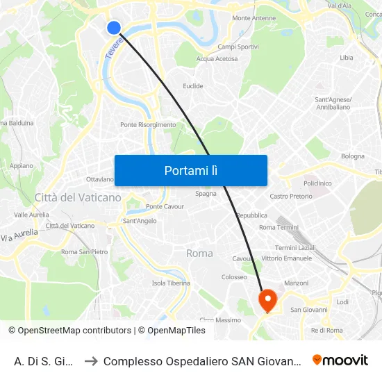 A. Di S. Giuliano to Complesso Ospedaliero SAN Giovanni Addolorata map