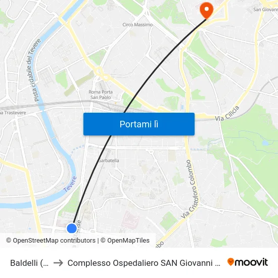 Baldelli (Mb) to Complesso Ospedaliero SAN Giovanni Addolorata map