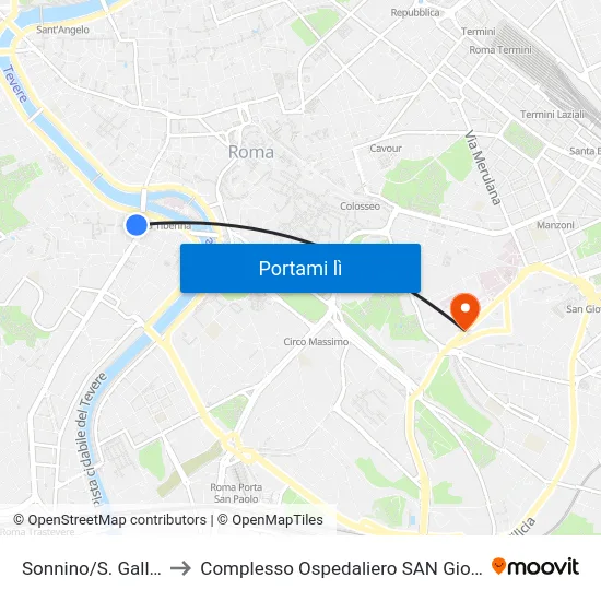 Sonnino/S. Gallicano (H) to Complesso Ospedaliero SAN Giovanni Addolorata map