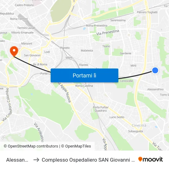 Alessandrino to Complesso Ospedaliero SAN Giovanni Addolorata map
