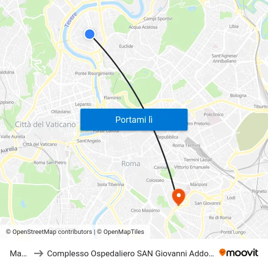 Maxxi to Complesso Ospedaliero SAN Giovanni Addolorata map