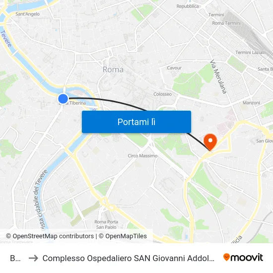 Belli to Complesso Ospedaliero SAN Giovanni Addolorata map