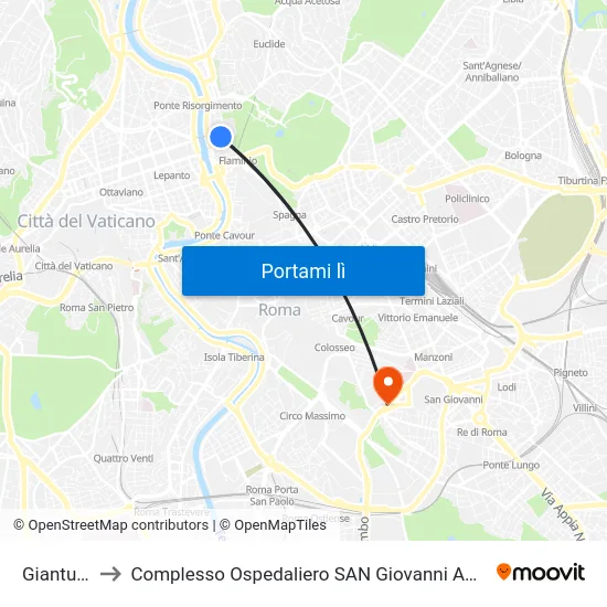 Gianturco to Complesso Ospedaliero SAN Giovanni Addolorata map