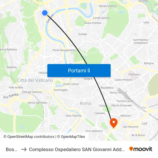 Boselli to Complesso Ospedaliero SAN Giovanni Addolorata map