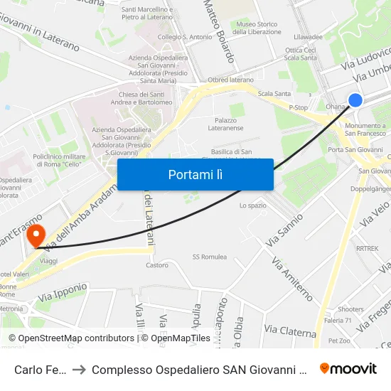 Carlo Felice to Complesso Ospedaliero SAN Giovanni Addolorata map