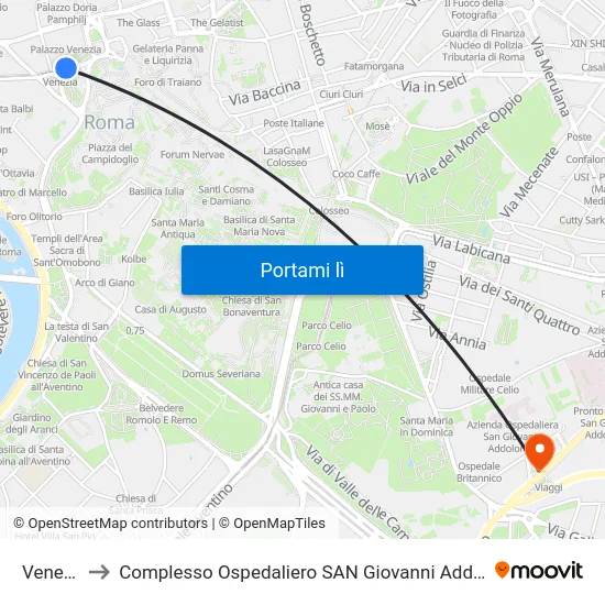 Venezia to Complesso Ospedaliero SAN Giovanni Addolorata map