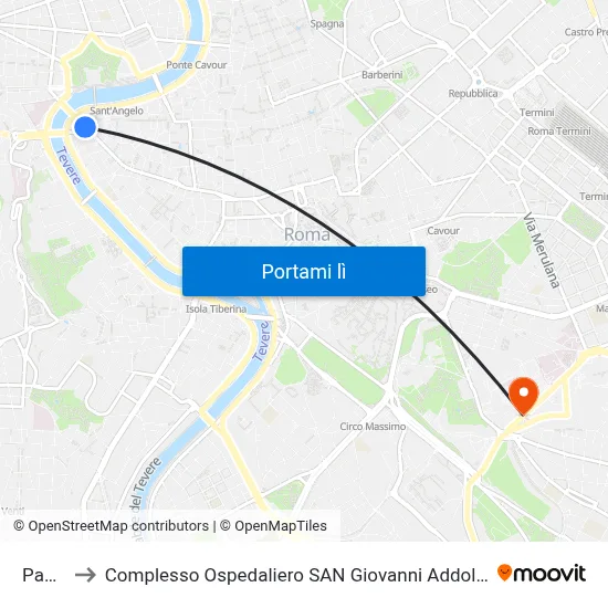 Paola to Complesso Ospedaliero SAN Giovanni Addolorata map