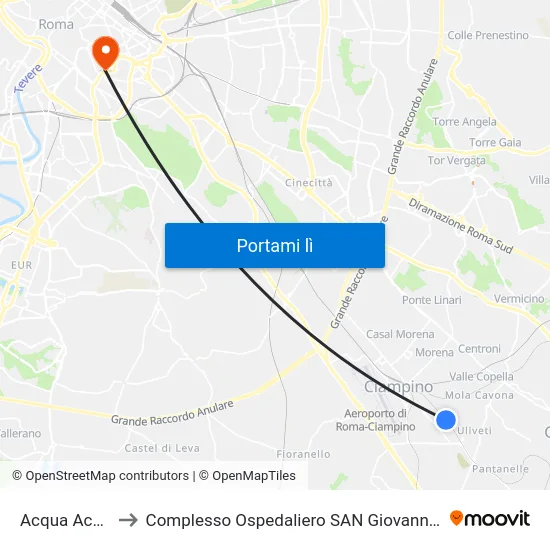 Acqua Acetosa to Complesso Ospedaliero SAN Giovanni Addolorata map