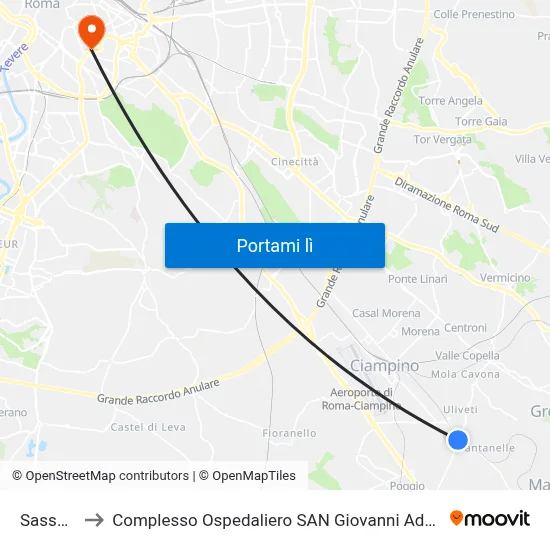 Sassone to Complesso Ospedaliero SAN Giovanni Addolorata map