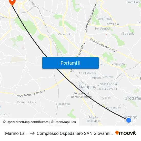 Marino Laziale to Complesso Ospedaliero SAN Giovanni Addolorata map