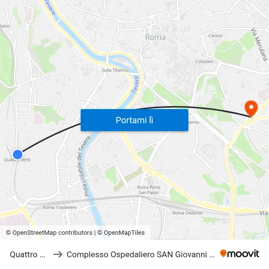 Quattro Venti to Complesso Ospedaliero SAN Giovanni Addolorata map
