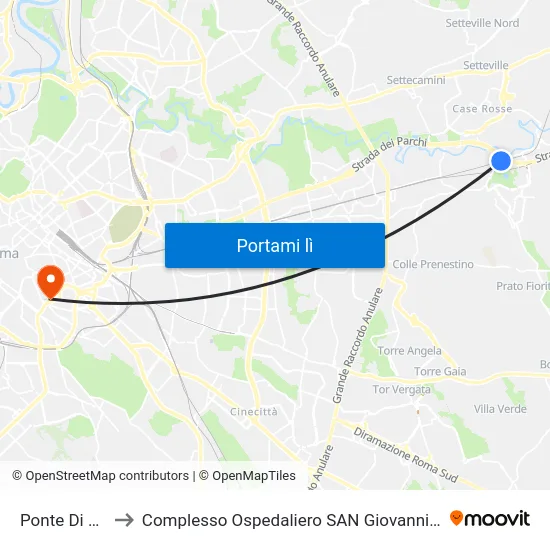 Ponte Di Nona to Complesso Ospedaliero SAN Giovanni Addolorata map