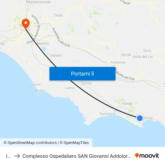 Itri to Complesso Ospedaliero SAN Giovanni Addolorata map