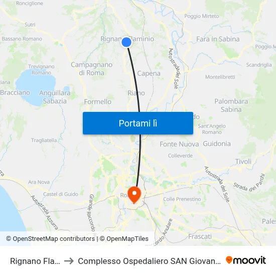 Rignano Flaminio to Complesso Ospedaliero SAN Giovanni Addolorata map