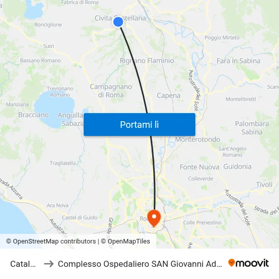 Catalano to Complesso Ospedaliero SAN Giovanni Addolorata map